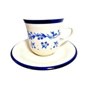 Sango Provence Blue Bouquet Japan 260 Porcelain Cup and Saucer Vintage 1984